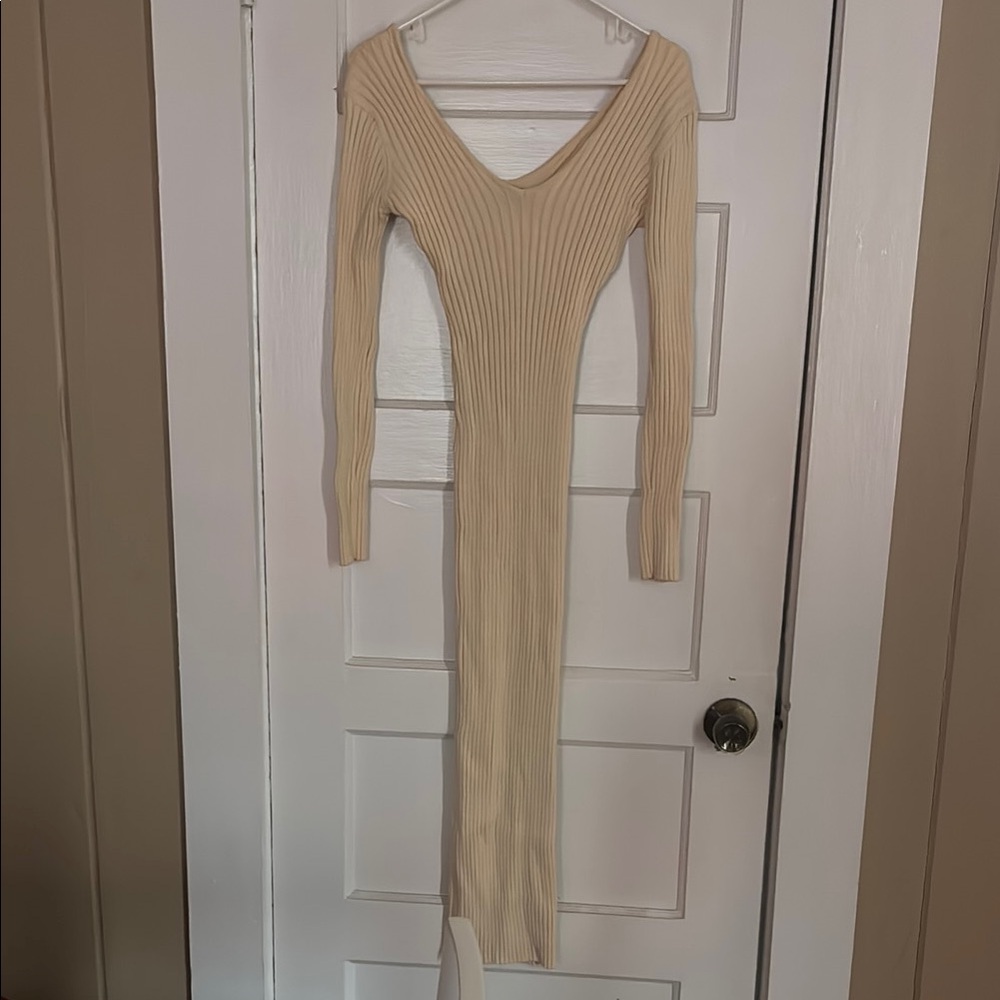 Elegant Taupe Kallan Knit Dress